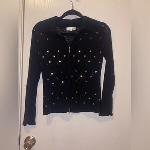 Long Sleeve Zip Up Shirt With Sheer Sleeves